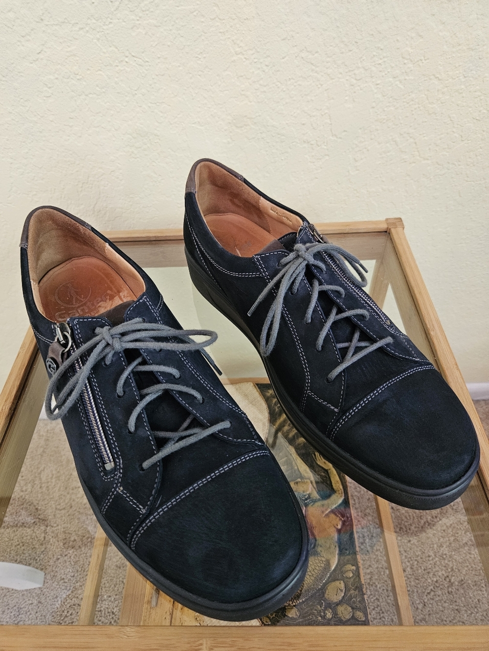 Ganter Klara women's Gray suede lace up Side zip Comfort walking. Sz 8.5